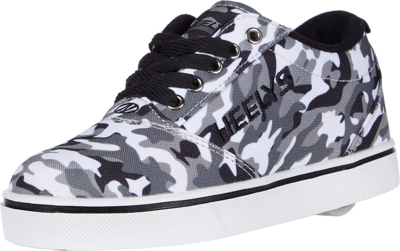 HEELYS حذاء التزلج HEELYS Pro 20 Prints للبالغين والأطفال الصغار والكبار - بطانة ميكروفايبر قابلة للتنفس، وسادة قدم مبطنة، وأحذية تدوم طويلاً لون فحم/رمادي/تمويه 1 للأطفال الصغار M - Image 1